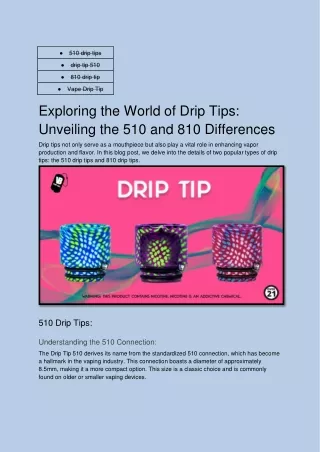 Exploring the World of Drip Tips: Unveiling the 510 and 810 Differences