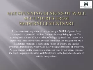 Get stunning designs of wall sculptures from ModernElementsArt