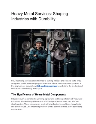 Heavy Metal Services: Shaping Industries with Durability
