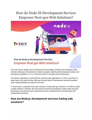 How do Node JS Development Services Empower Next-gen Web Solutions?