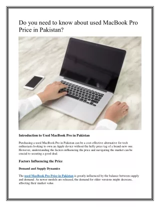 Do you need to know about used MacBook Pro Price in Pakistan?