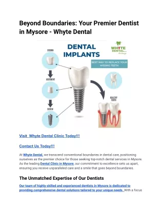 Beyond Boundaries_ Your Premier Dentist in Mysore - Whyte Dental