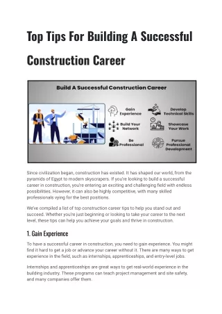 Tips for Crafting a Successful Construction Career in Land Development