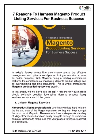 7 Reasons To Harness Magento Product Listing Services For Business Success