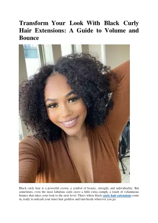Transform Your Look With Black Curly Hair Extensions_ A Guide to Volume and Bounce