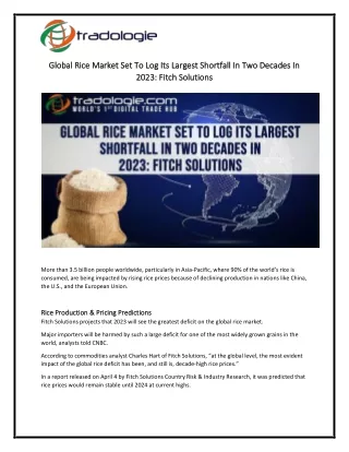 Global Rice Market Set To Log Its Largest Shortfall In Two Decades In 2023