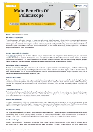 Main Benefits Of Polariscope