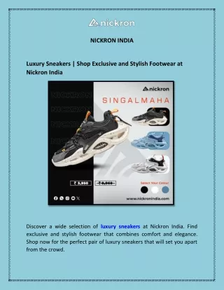 Buy Sneakers Online | Shop Exclusive and Stylish Footwear at Nickron India