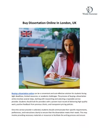 Buy Dissertation Online In London, UK