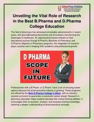 Best D.Pharma College in Bihar