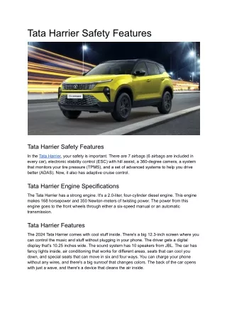 Tata Harrier Safety Features