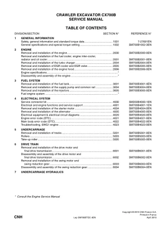 CASE CX700B CRAWLER EXCAVATOR Service Repair Manual