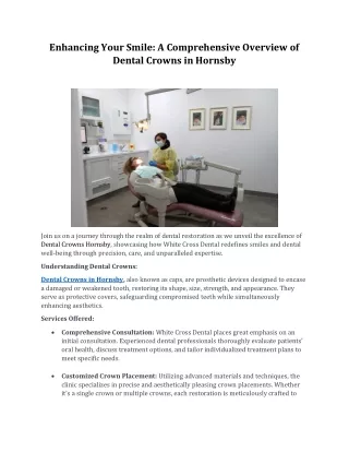 Enhancing Your Smile A Comprehensive Overview of Dental Crowns in Hornsby