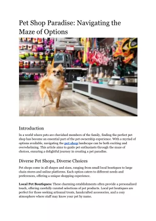 Pet Shop Paradise_ Navigating the Maze of Options