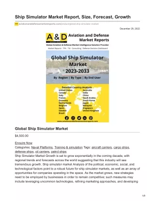 Ship Simulator Market Report Size Forecast Growth