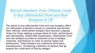 Beyond Standard Your Ultimate Guide to buy Aftermarket Front and Rear Bumpers in UK