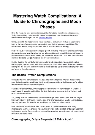 Mastering Watch Complications_ A Guide to Chronographs and Moon Phases