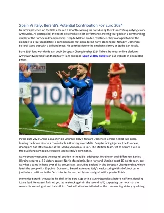 Spain Vs Italy Berardi's Potential Contribution For Euro 2024