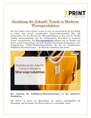 Gestaltung der Zukunft: Trends in Moderne Warenproduktion