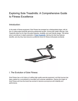 Exploring Sole Treadmills_ A Comprehensive Guide to Fitness Excellence