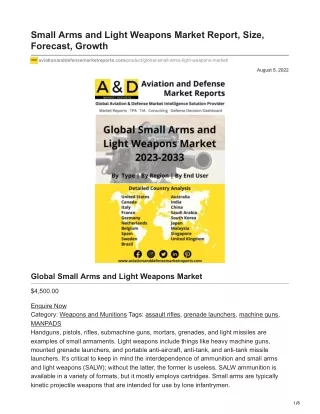 Small Arms and Light Weapons Market Report Size Forecast Growth
