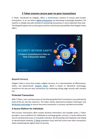 Z Token ensures secure peer-to-peer transactions