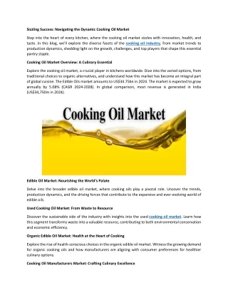 Cooking oil market research reports