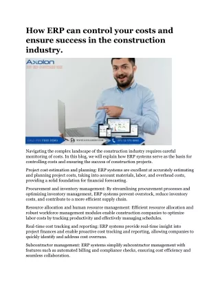 How ERP can control your costs and ensure success in the construction industry.