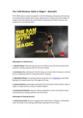 The 5 AM Workout Myth or Magic – BeautyFit