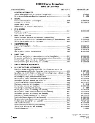 CASE CX800 Crawler Excavator Service Repair Manual