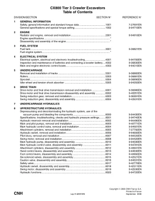 CASE CX800 Tier 3 Crawler Excavator Service Repair Manual