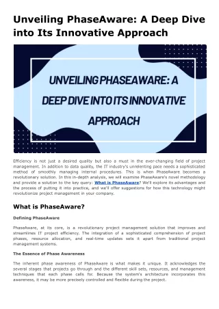 Unveiling PhaseAware_ A Deep Dive into Its Innovative Approach