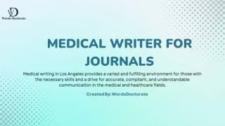 Medical Writer For Journals