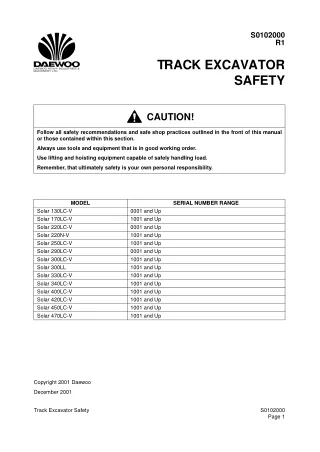 Daewoo Doosan Solar 420LC-V Excavator Service Repair Manual