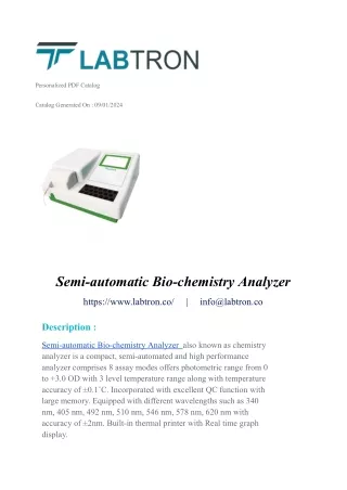 Semi-automatic Bio-chemistry Analyzer