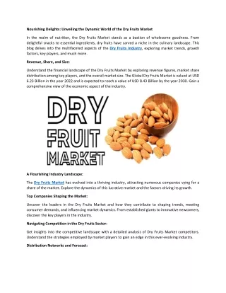 Dry Fruits Market Research Reports