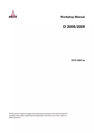 Deutz 2009 Engine Service Repair Manual