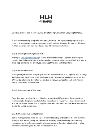 Lets take a closer look at how CNC Rapid Prototyping works - HLH Rapid Limited