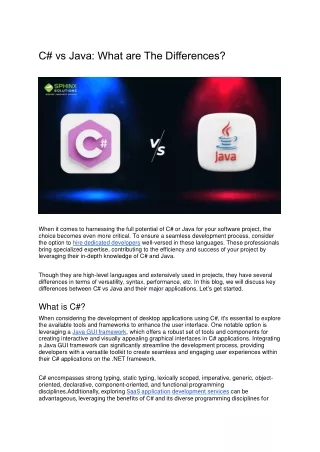 C# vs Java What are The Differences