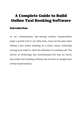 A Complete Guide to Build Online Taxi Booking Software