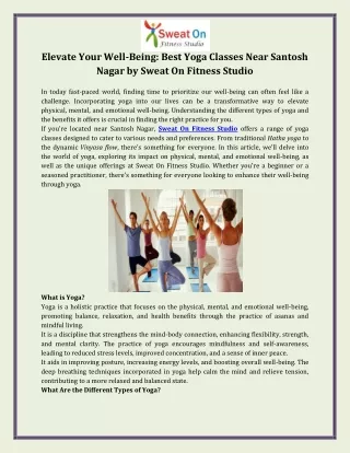 Elevate Your Well-Being  Best Yoga Classes Near Santosh Nagar by Sweat On Fitness Studio