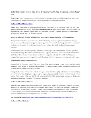 Gas Sensors Market Size, Share & Industry Growth Analysis Report