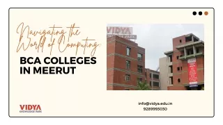 Navigating the World of Computing BCA Colleges in Meerut