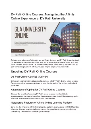 Dy Patil Online Courses_ Navigating the Affinity Online Experience at DY Patil University