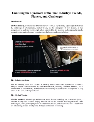 Unveiling the Dynamics of the Tire Industry