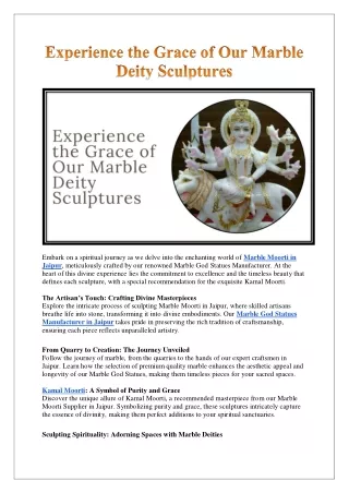 Experience the Grace of Our Marble Deity Sculptures