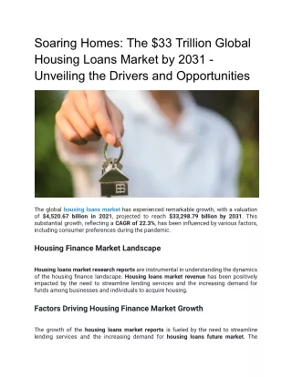 The $33 Trillion Global Housing Loans Market by 2031