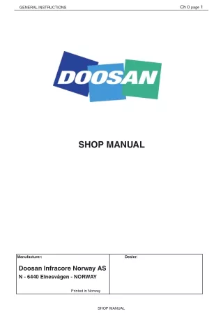 Doosan DA30 Articulated Dump Truck Service Repair Manual