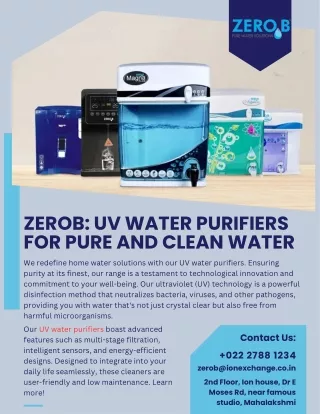 ZeroB: UV Water Purifiers for Pure and Clean Water