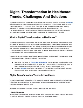 Digital Transformation In Healthcare_ Trends, Challenges And Solutions